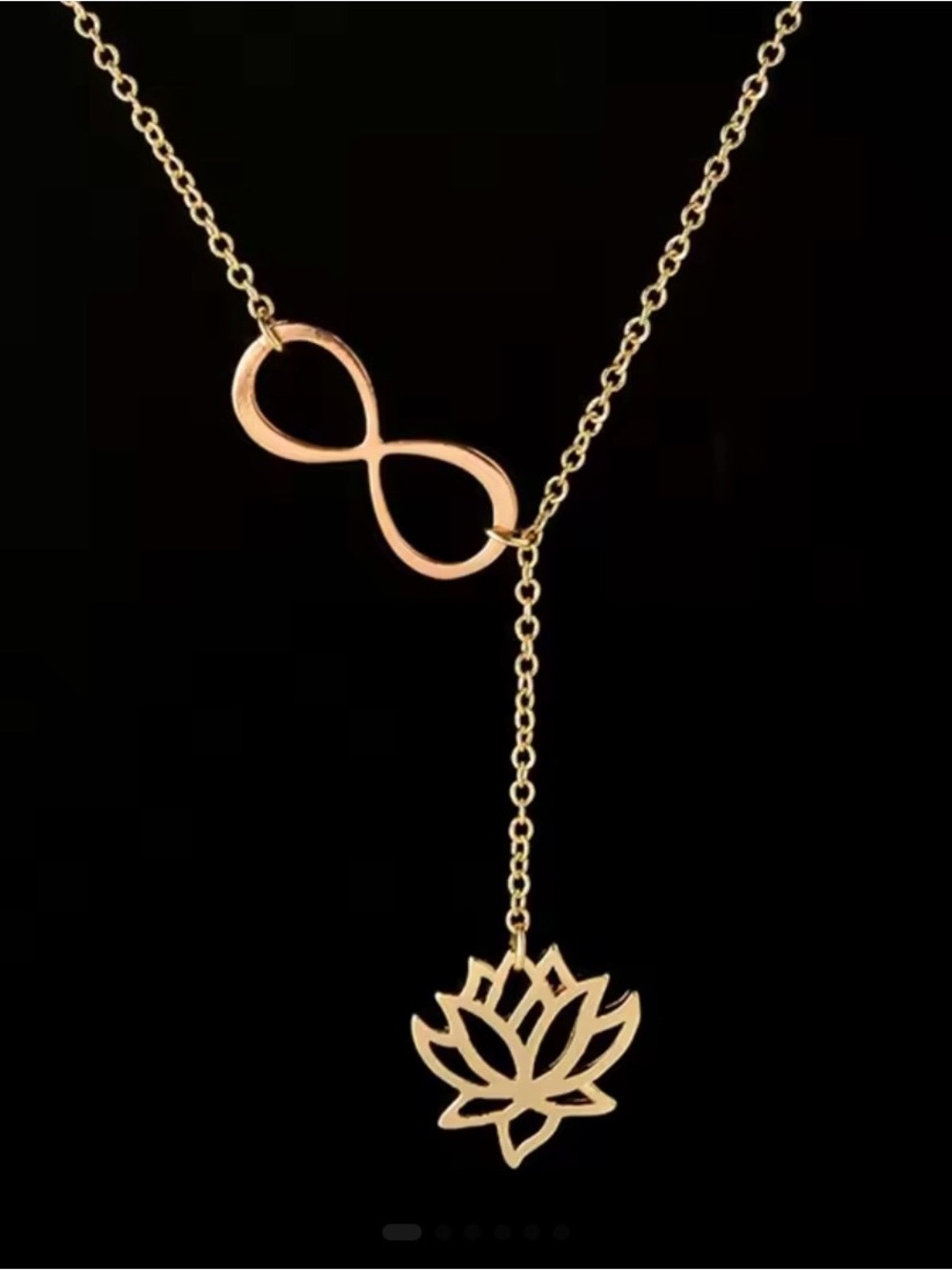 Gold Infinity & Lotus Pendant Necklace - Women Jewelry